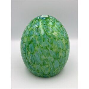 Art Glass Blue Green Swirls Pendant 7” Light Shade Cover Bell Shaped Bar Decor